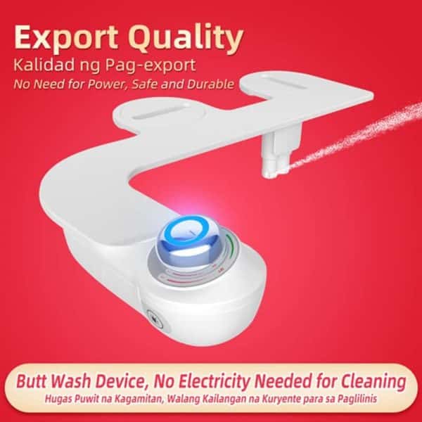 PHITO Non-Electric Bidet Attachment, Luminous Knob Ultra Thin Hidden Dual Self-Cleaning Nozzle Toilet Bidet
