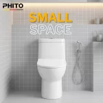PHITO Small toilet equipped with high impact siphon anti odor ceramic toilet seat, small space