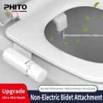 PHITO Upgrade Non-Electric Bidet Toilet Attachment, 6mm Ultra Thin Hidden Dual Self-Cleaning Nozzle Bidet Seat Accessory