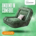 Dark Green Pleated Lazy Floor Accent Chair