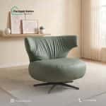 Swivel Cloud Leather Accent Chair, Sage Green