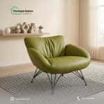 Egg-Shaped Metal Leg Accent Chair, Olive Green