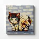 Colorful Abstract Cat Thick Texture Oil Painting Wall Art