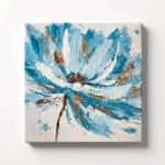 Blue Abstract Lotus Flower Thick Texture Oil Painting Wall Art