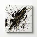 Black Gold Splatter Line Abstract Thick Texture Oil Painting Wall Art