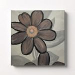 Muted Brown Abstract Flower Thick Texture Oil Painting Wall Art
