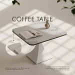 Square Sintered Stone Coffee Table With White Sculptural Base