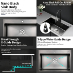 PHITO 5mm Thickened 304 Stainless Steel Multifunctional Kitchen Sink - Rice Grain Embossed - Image 4