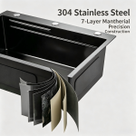 PHITO 5mm Thickened 304 Stainless Steel Multifunctional Kitchen Sink - Rice Grain Embossed - Image 6