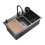 PHITO 5mm Thickened 304 Stainless Steel Multifunctional Kitchen Sink - Rice Grain Embossed - Image 10