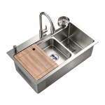 PHITO 5mm Thickened 304 Stainless Steel Multifunctional Kitchen Sink - Rice Grain Embossed - Image 11